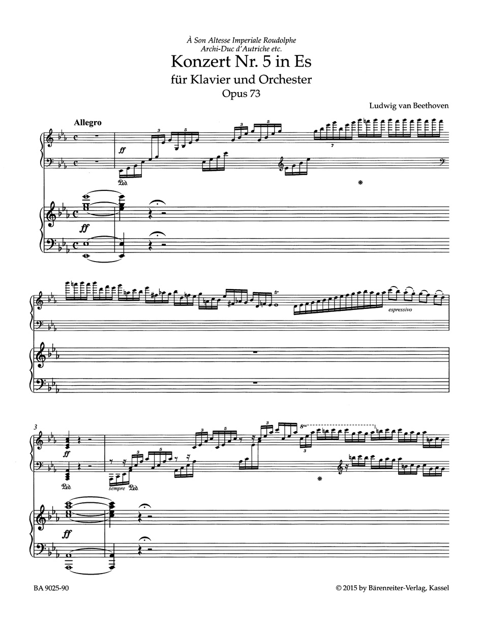 Concerto pour piano N° 5 Opus 73 En Mi Bémol Majeur - BEETHOVEN