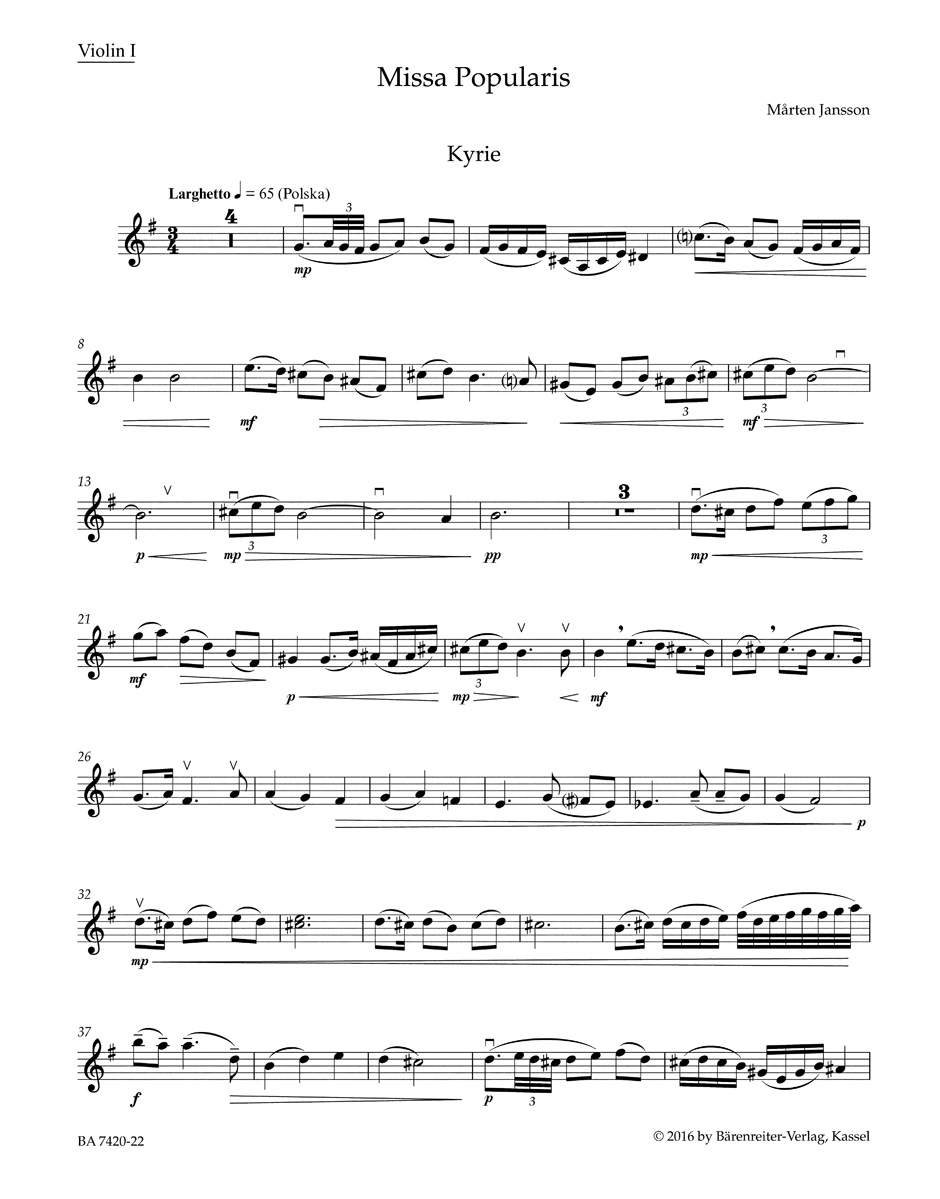 Missa popularis. Conducteur - Marten Jansson - Partition