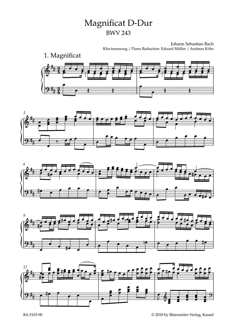 Magnificat en Ré Majeur - BACH - Partition - Chœur