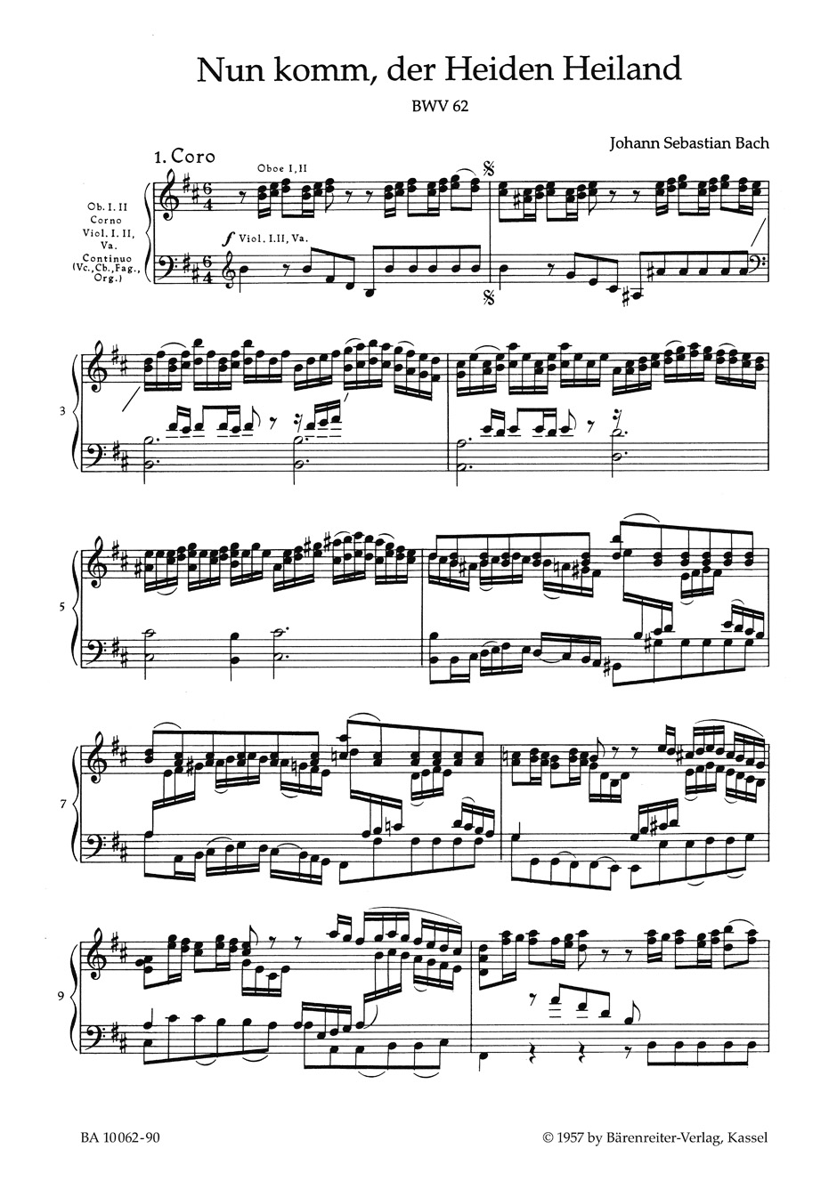 Cantate 62 Nun komm, der Heiden Heiland. - BACH - Partition - Chœur