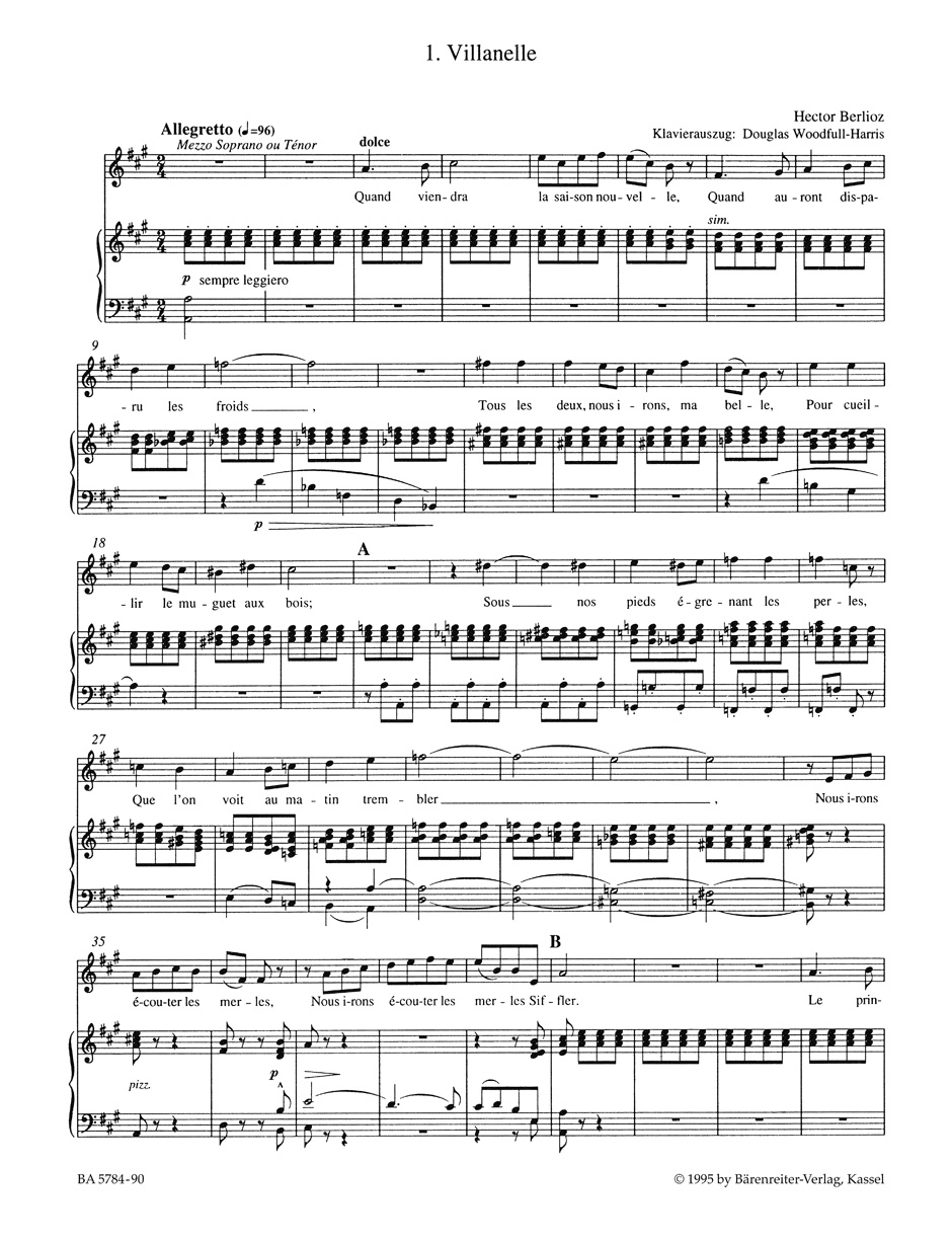 Les Nuits d'été. Voix Haute - BERLIOZ - Partition - Mélodies