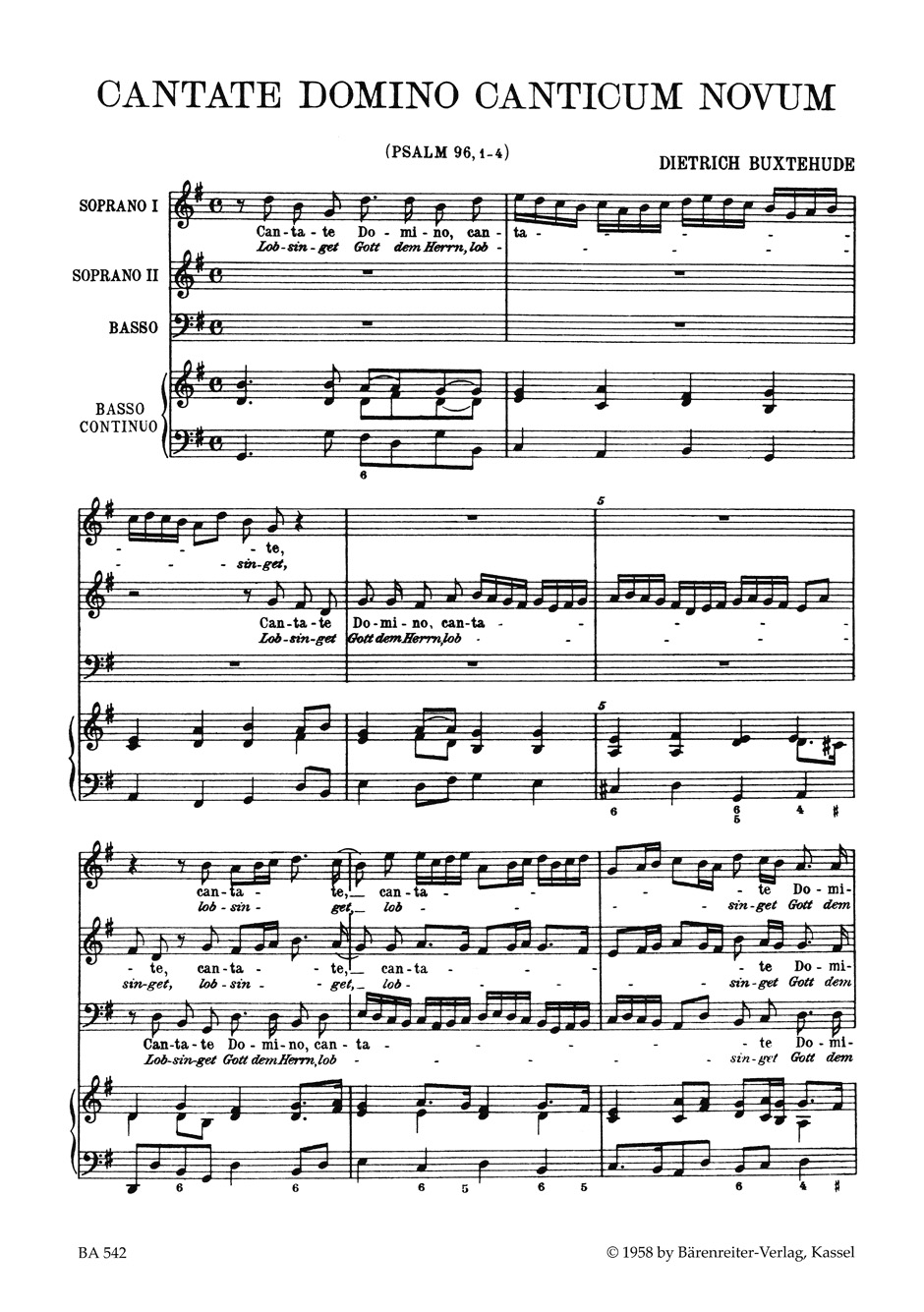 Cantate Domino Buxwv 12 - BUXTEHUDE - Partition - Chœur