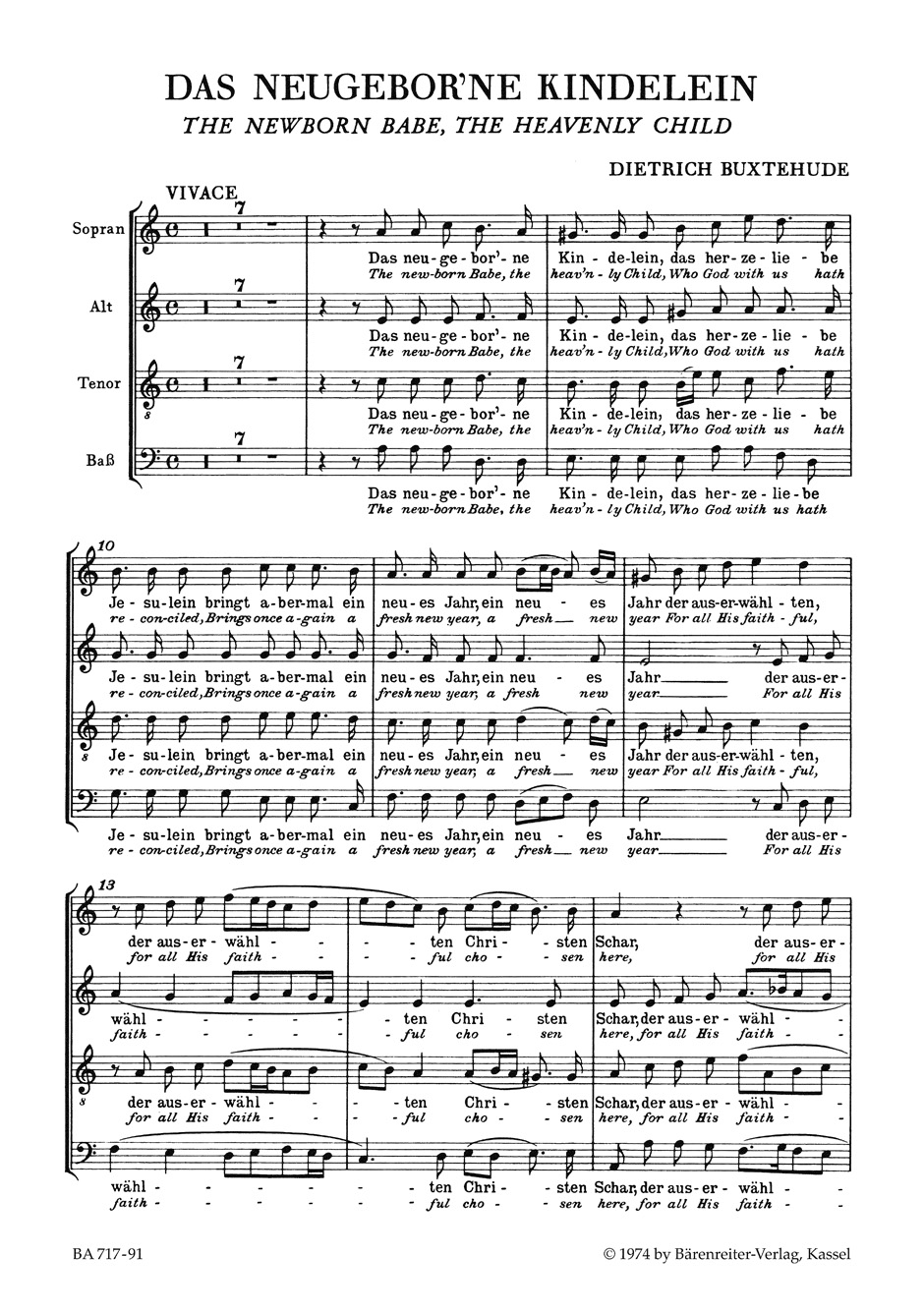 Das Neugeborne Kindelein. Choeur Seul - BUXTEHUDE - Partition - Chœur