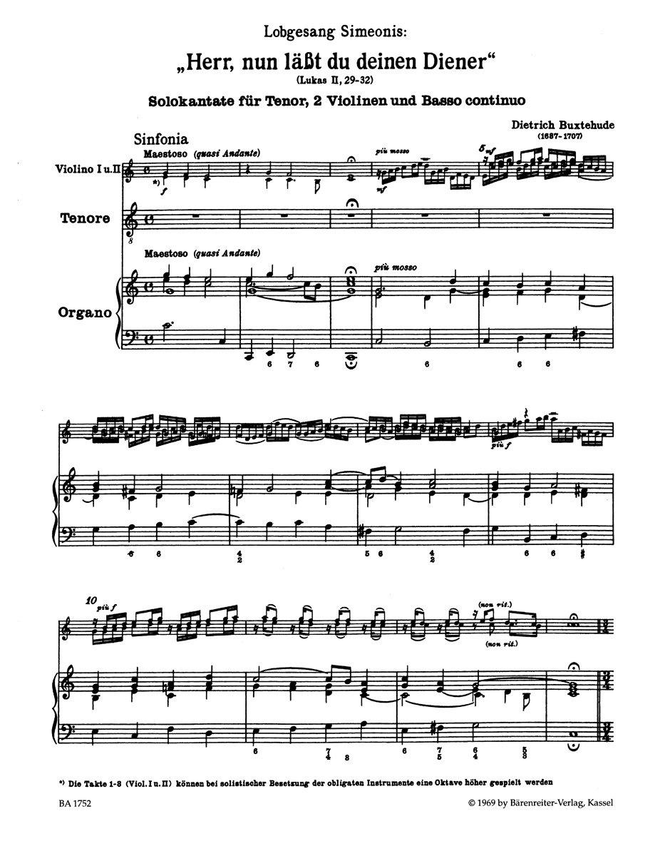Herr, nun lässest du deinen Diener - BUXTEHUDE - Partition