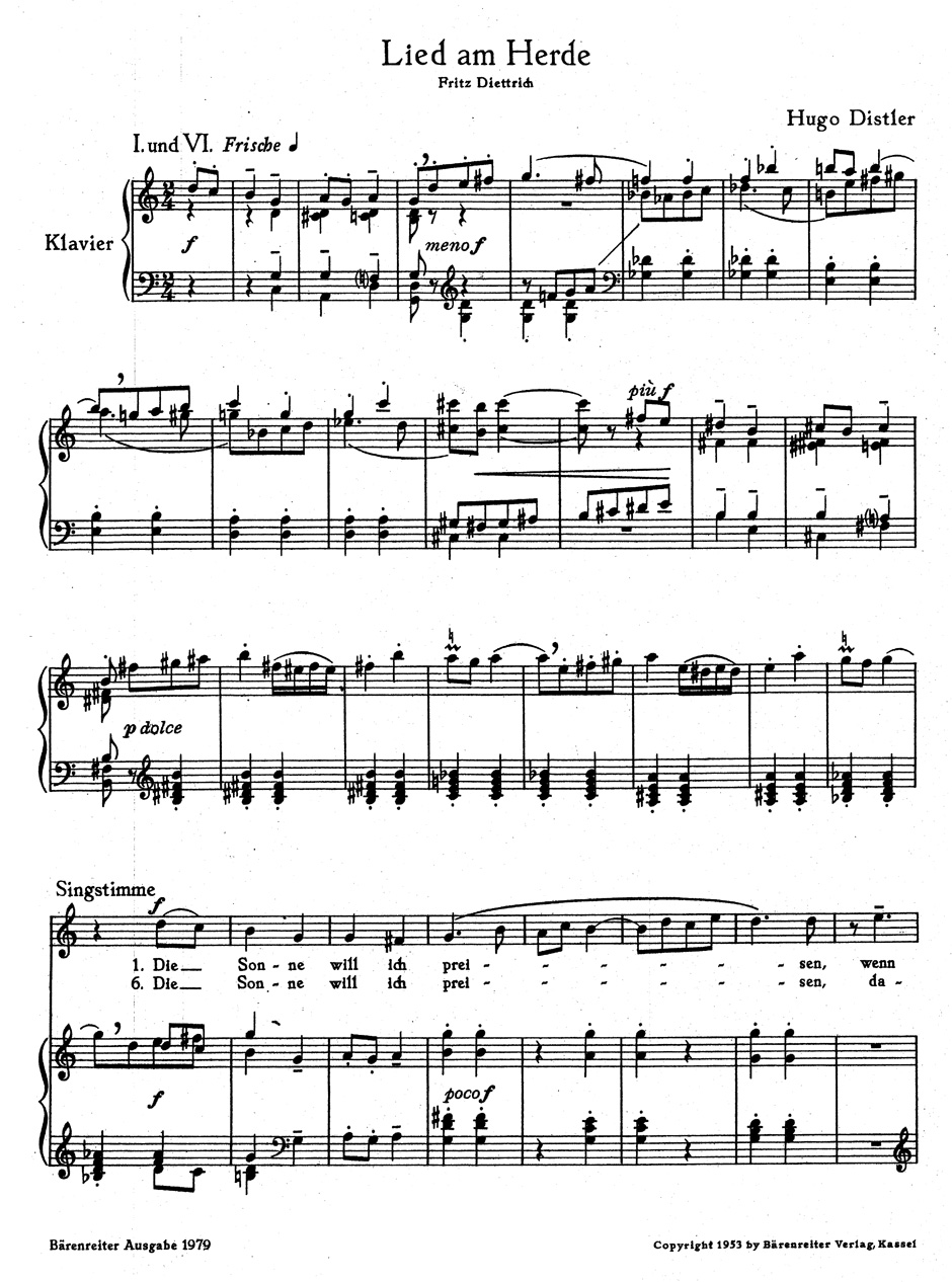 Lied Am Herde Op. 21-1 - Hugo Distler - Partition - Mélodies