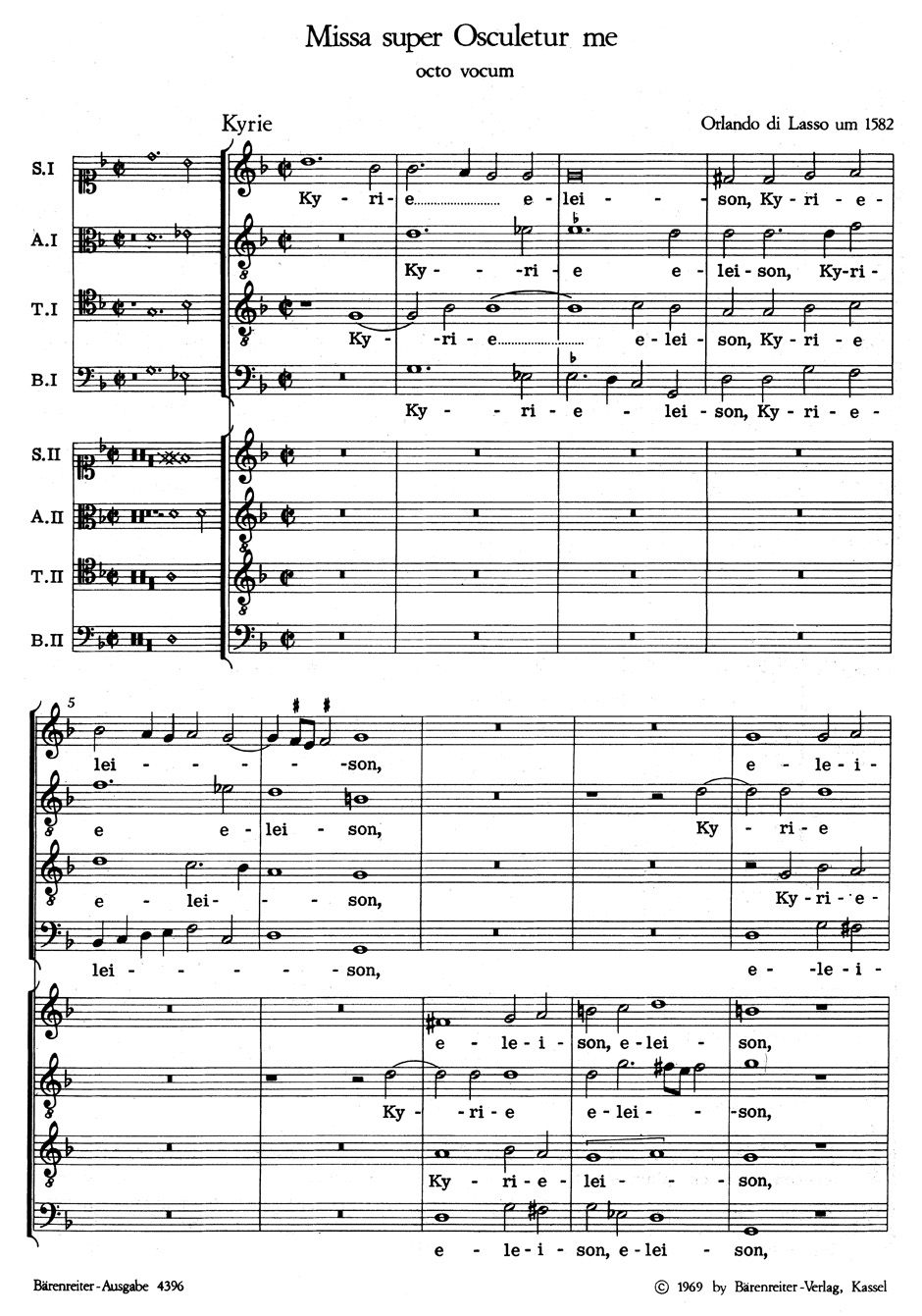 Missa super Osculetur me. Urtext der Lasso-Gesamtausgabe