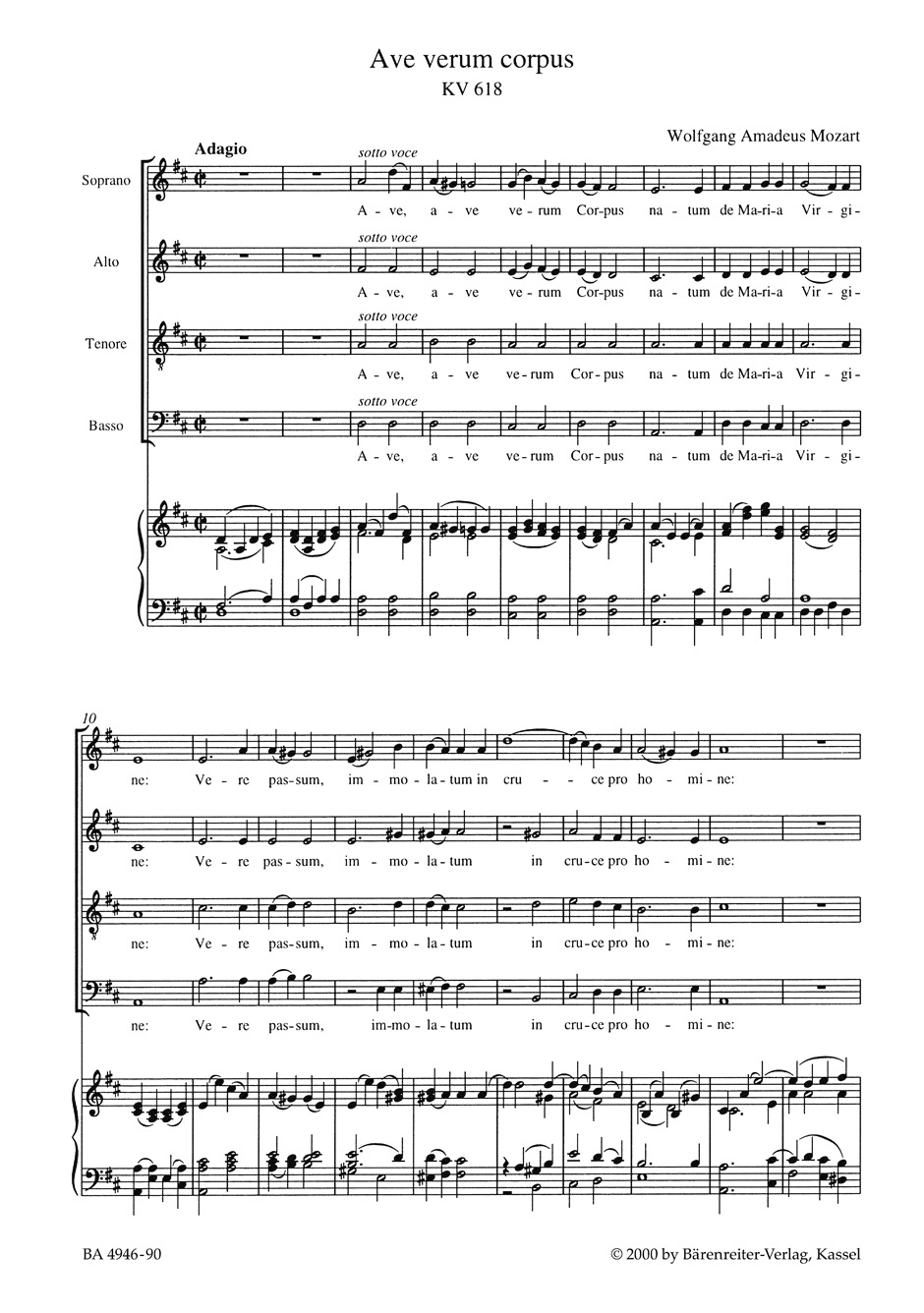 Ave Verum KV 618 - MOZART - Partition - Chœur