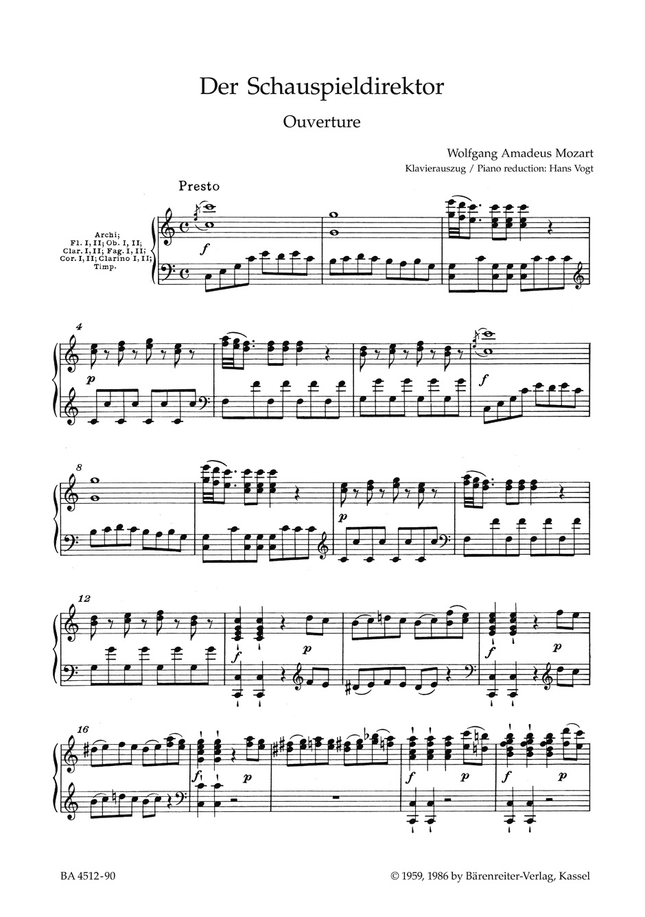 Der Schauspieldirektor KV 486 - MOZART - Partition - Opéras