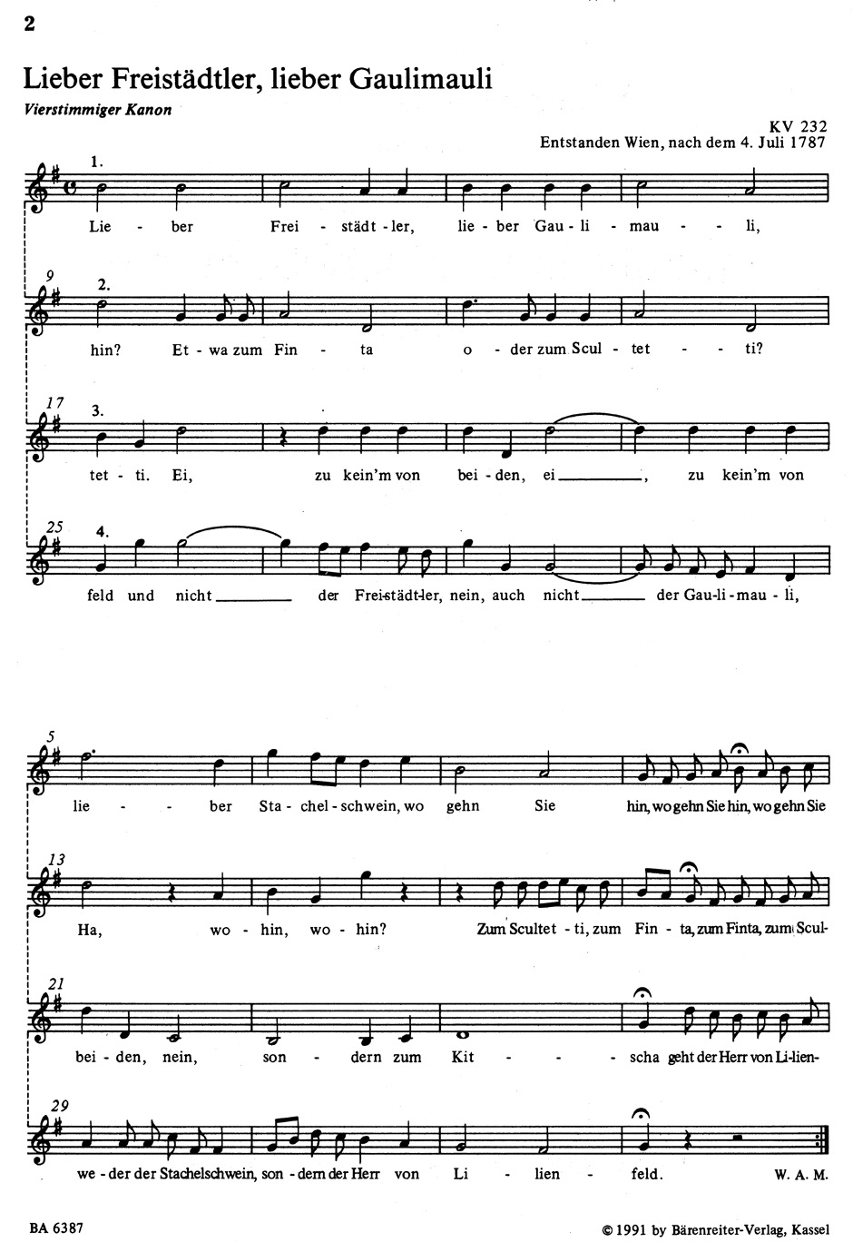 Gaulimauli, Stachelschwein - MOZART - Partition - Chœur