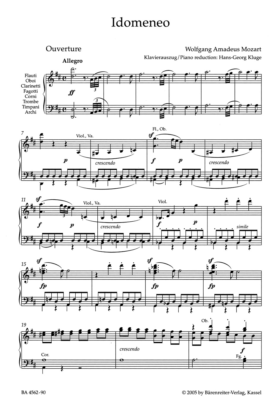 Idomeneo KV 366 - MOZART - Partition - Opéras