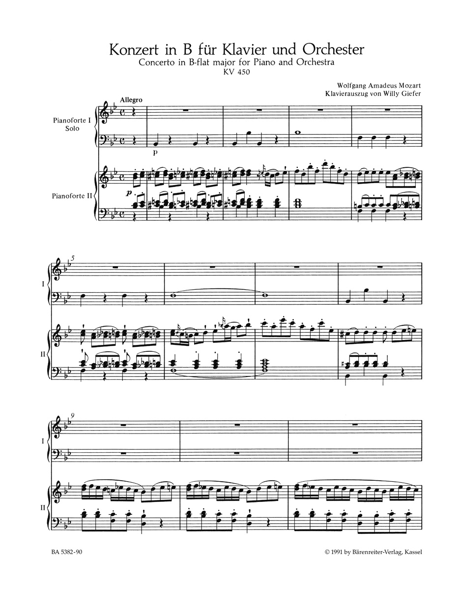 Concerto Pour Piano N° 15 En Si Bémol Majeur KV 450 - MOZART