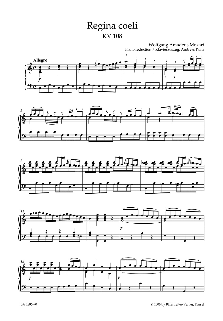 Regina Coeli - Choeur - MOZART - Partition - Chœur