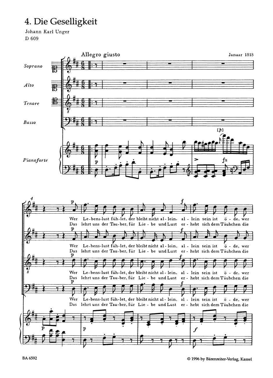 Mehrstimmige Gesänge für gemischte Stimmen und Klavier - SCHUBERT