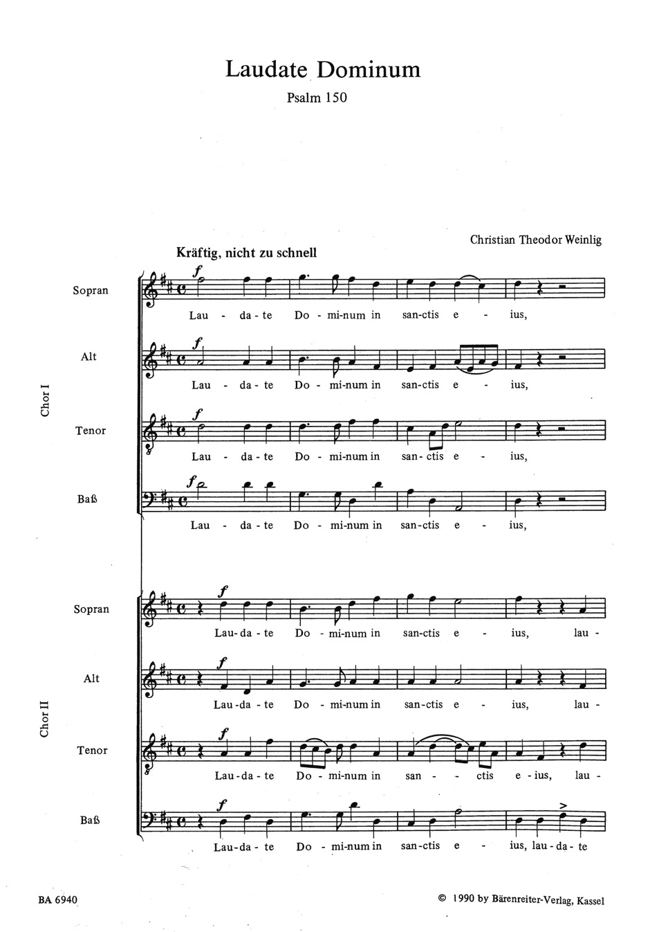 Laudate Dominum, Psalm 150 - Christian Th Weinlig - Partition - Chœur