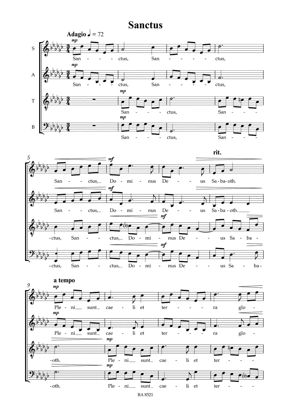 Missa Brevis en Mi bémol Mineur - Marten Jansson - Partition - Chœur