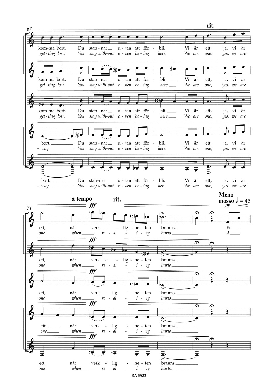 Ingenting Utanför - Marten Jansson - Partition - Chœur