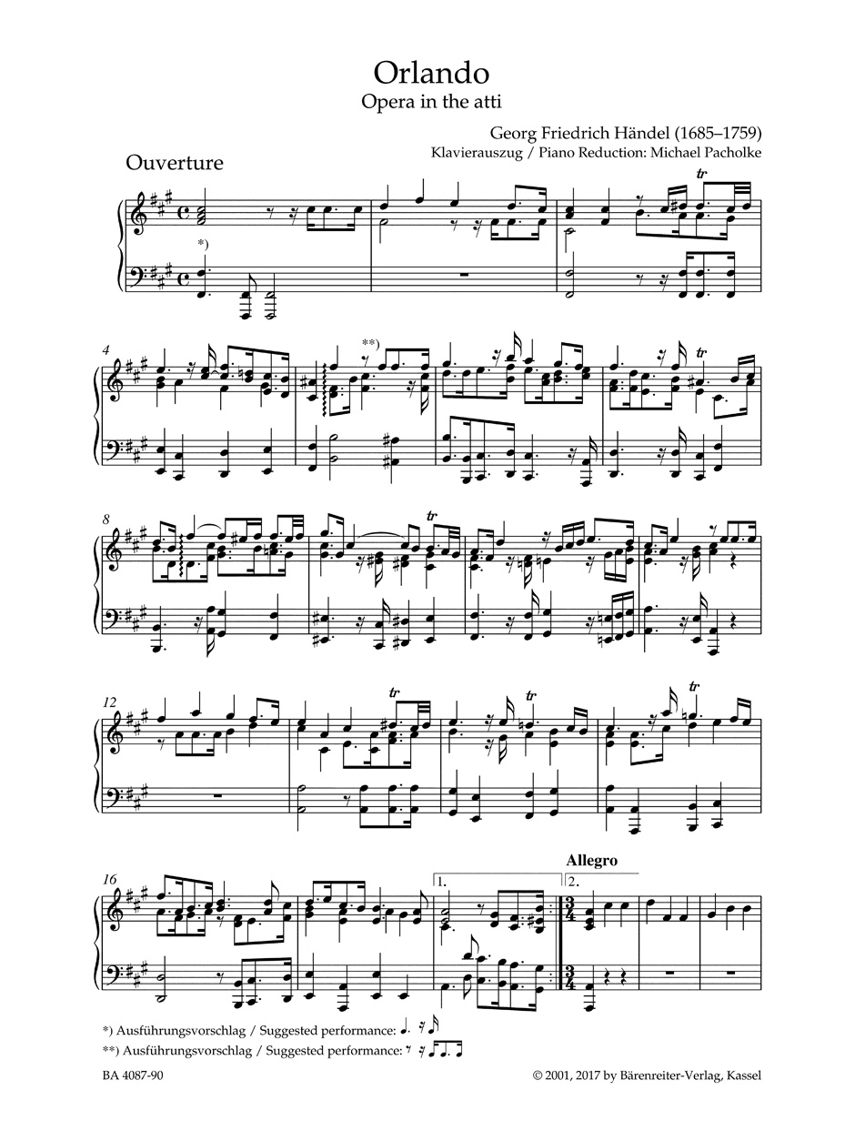 Orlando - HAENDEL - Partition - Opéras