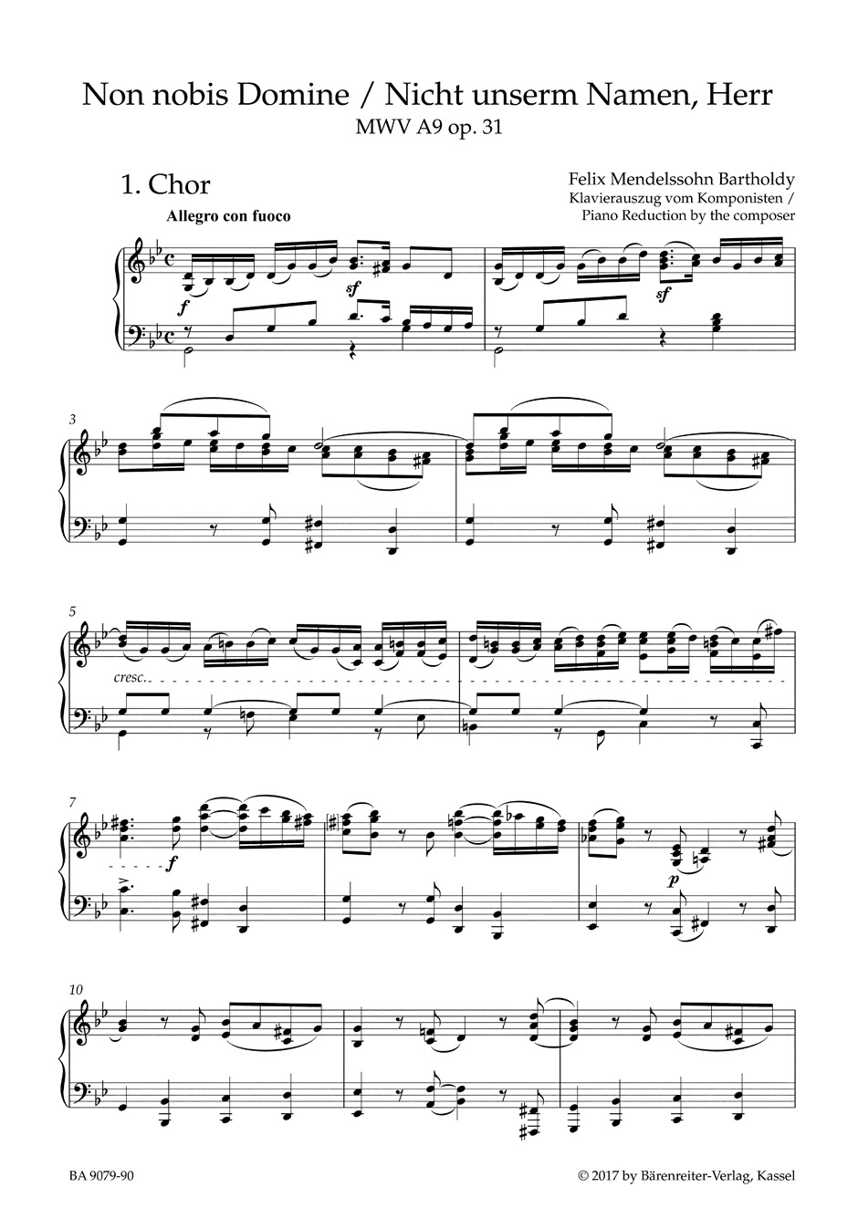 Psaume: Non nobis Domine op. 31 Mwv A 9 - MENDELSSOHN - Partition