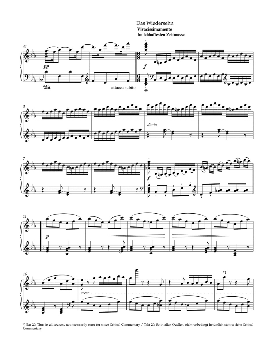 Sonate Pour Piano n° 26 Mi bémol majeur Opus 81a - BEETHOVEN