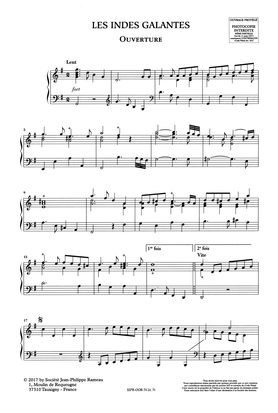 Les Indes Galantes - RAMEAU - Partition - Opéras