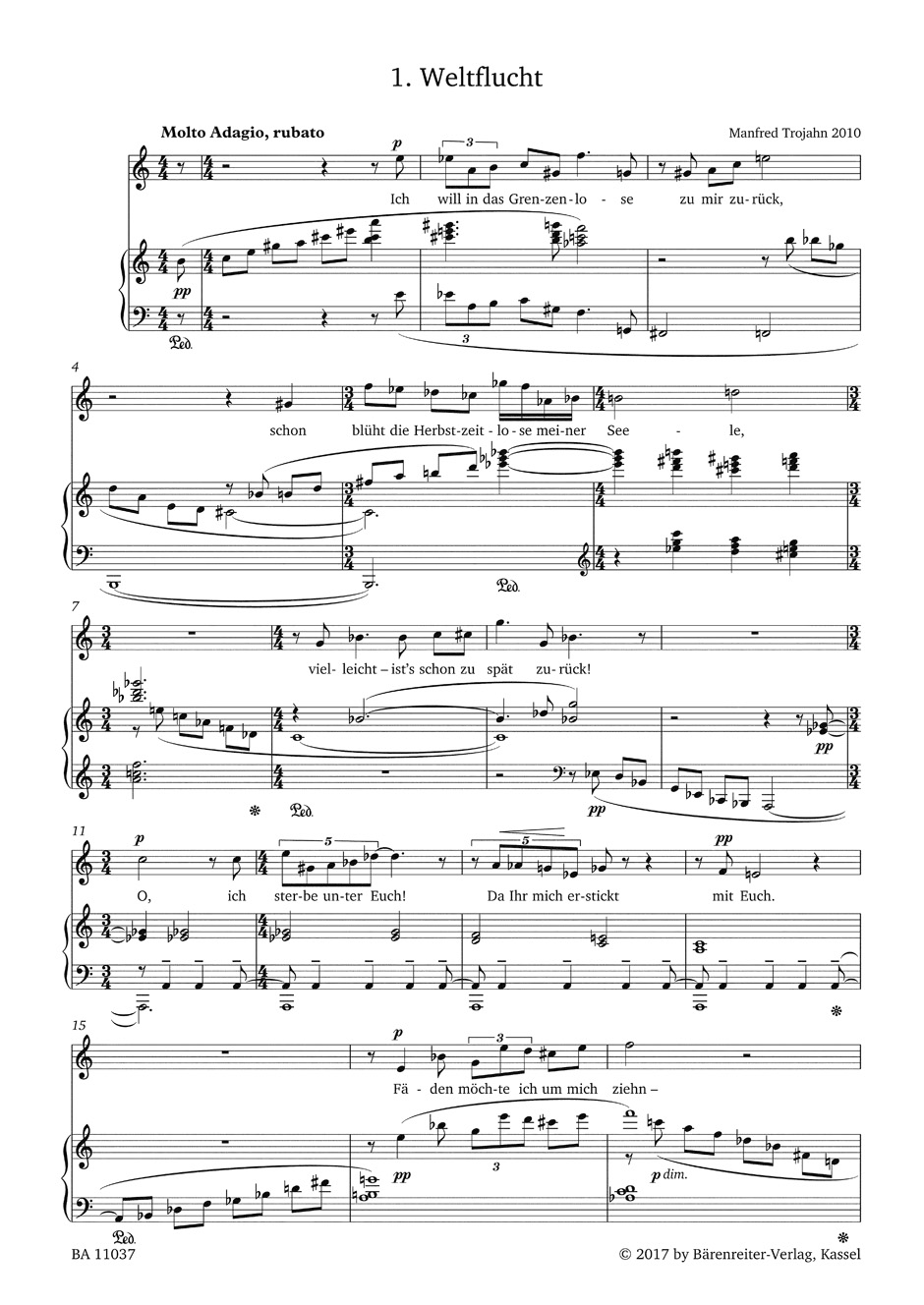 Dann kam die Nacht - Manfred Trojahn - Partition - Mélodies