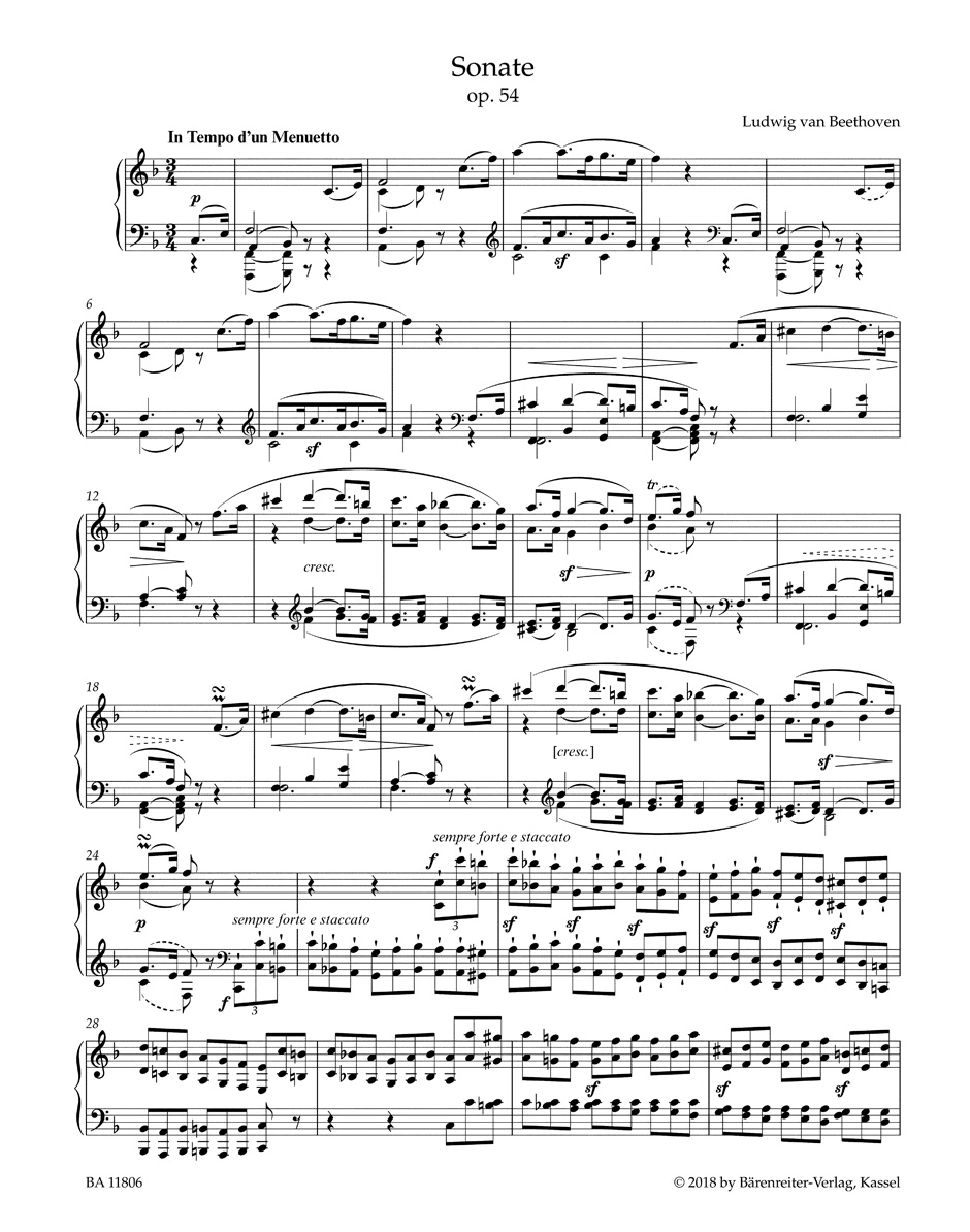 Sonate en Fa majeur n°22 Op.54 - Piano - BEETHOVEN - Partition - Piano