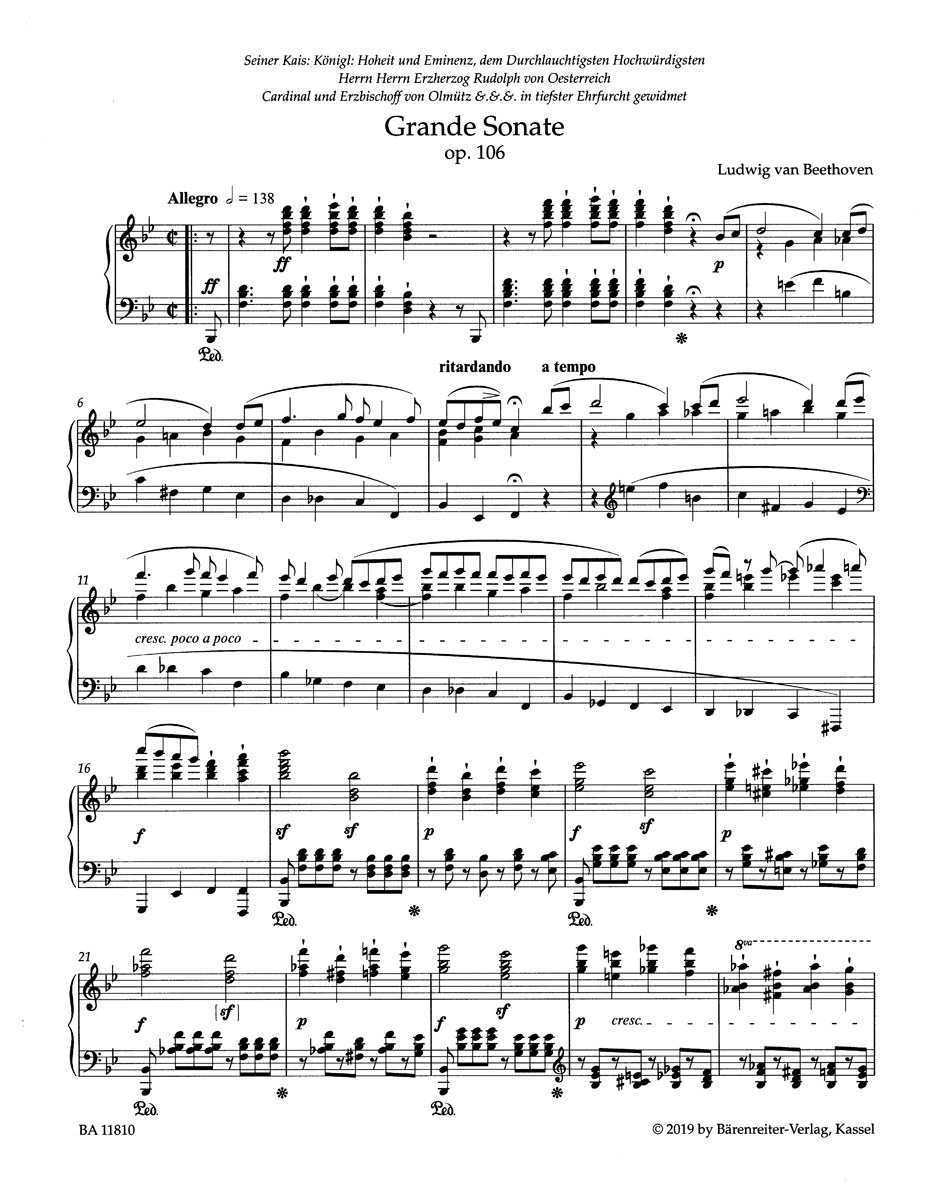 Sonate pour piano n° 29 en Si bémol majeur Op. 106 - BEETHOVEN