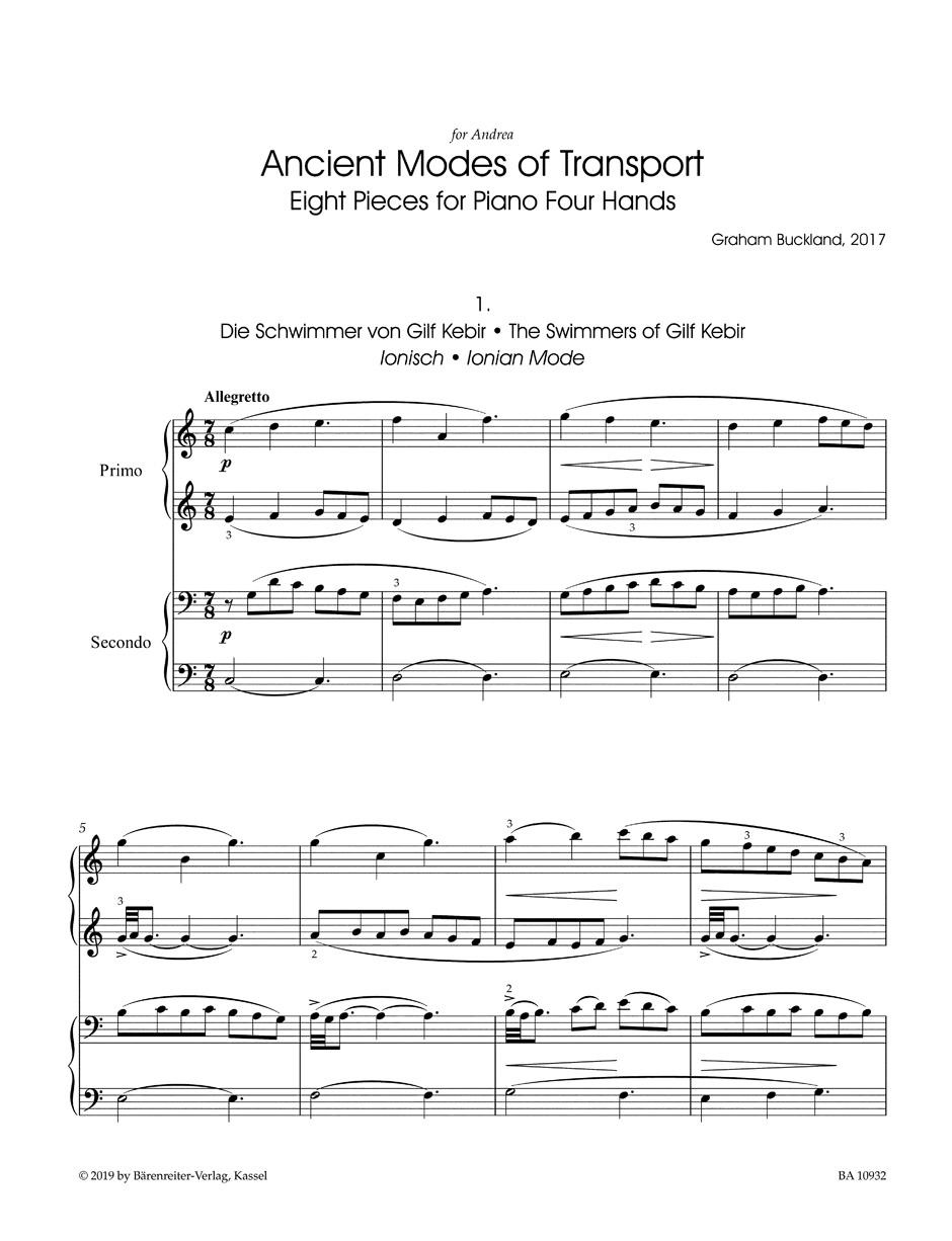 Ancient Modes of Transport - Graham Buckland - Partition - Piano
