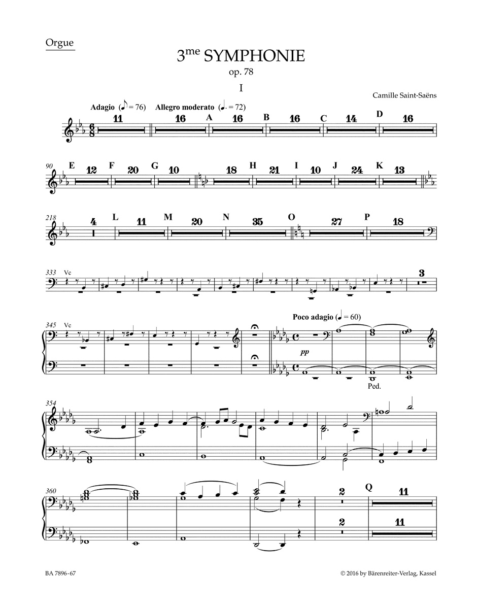 Symphonie n° 3 opus 78. Partie Soliste - SAINT-SAËNS - Partition