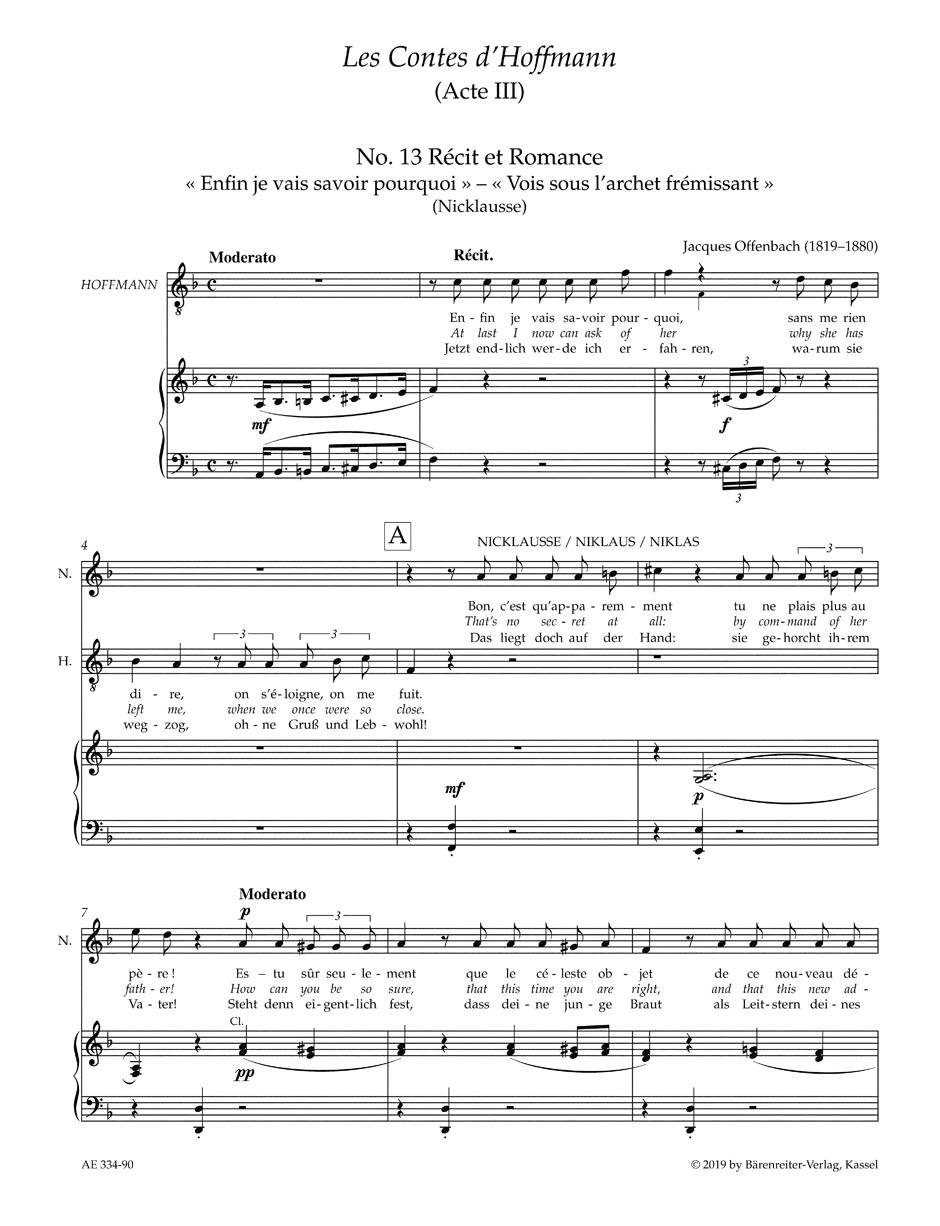 Vois sous l'archet frémissant. Les Contes d'Hoffman - OFFENBACH
