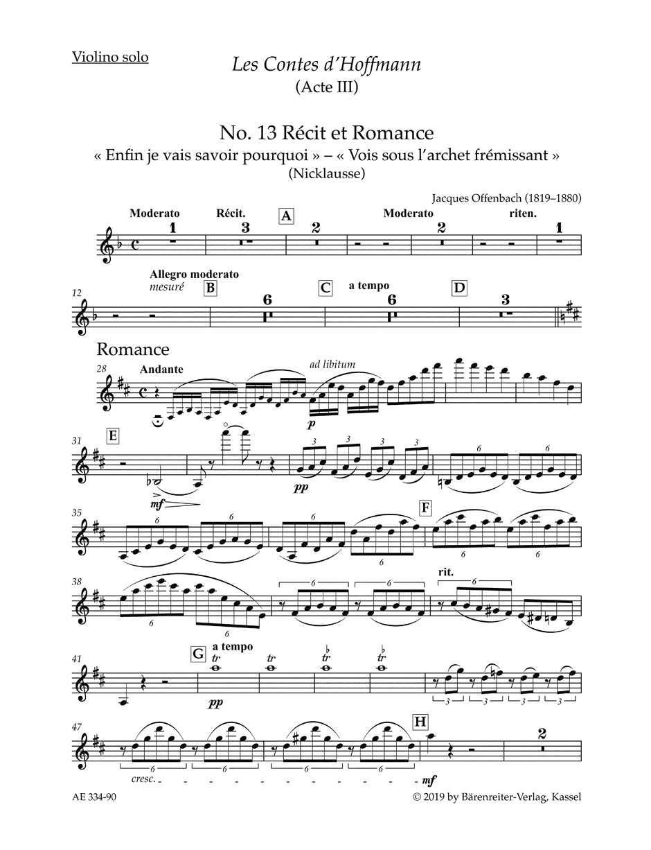 Vois sous l'archet frémissant. Les Contes d'Hoffman - OFFENBACH
