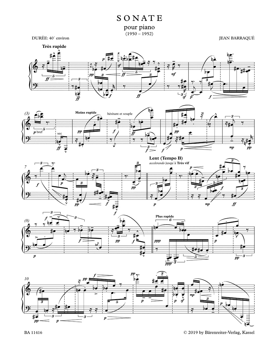 Sonate Pour Piano 1950-1952. 2 Volumes - Jean Barraqué - Partition