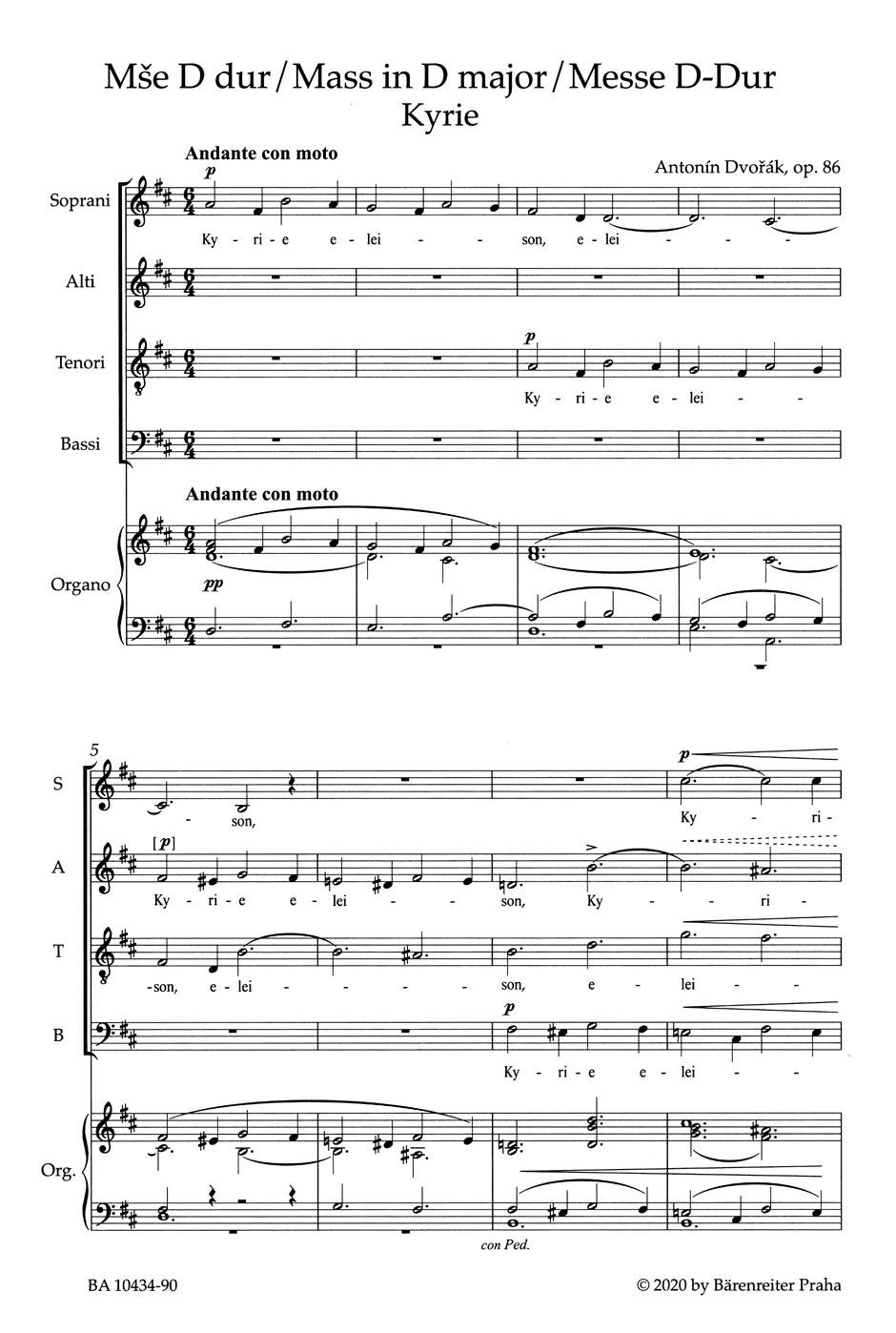 Messe en Ré majeur - Anton Dvorak - Partition - Chœur