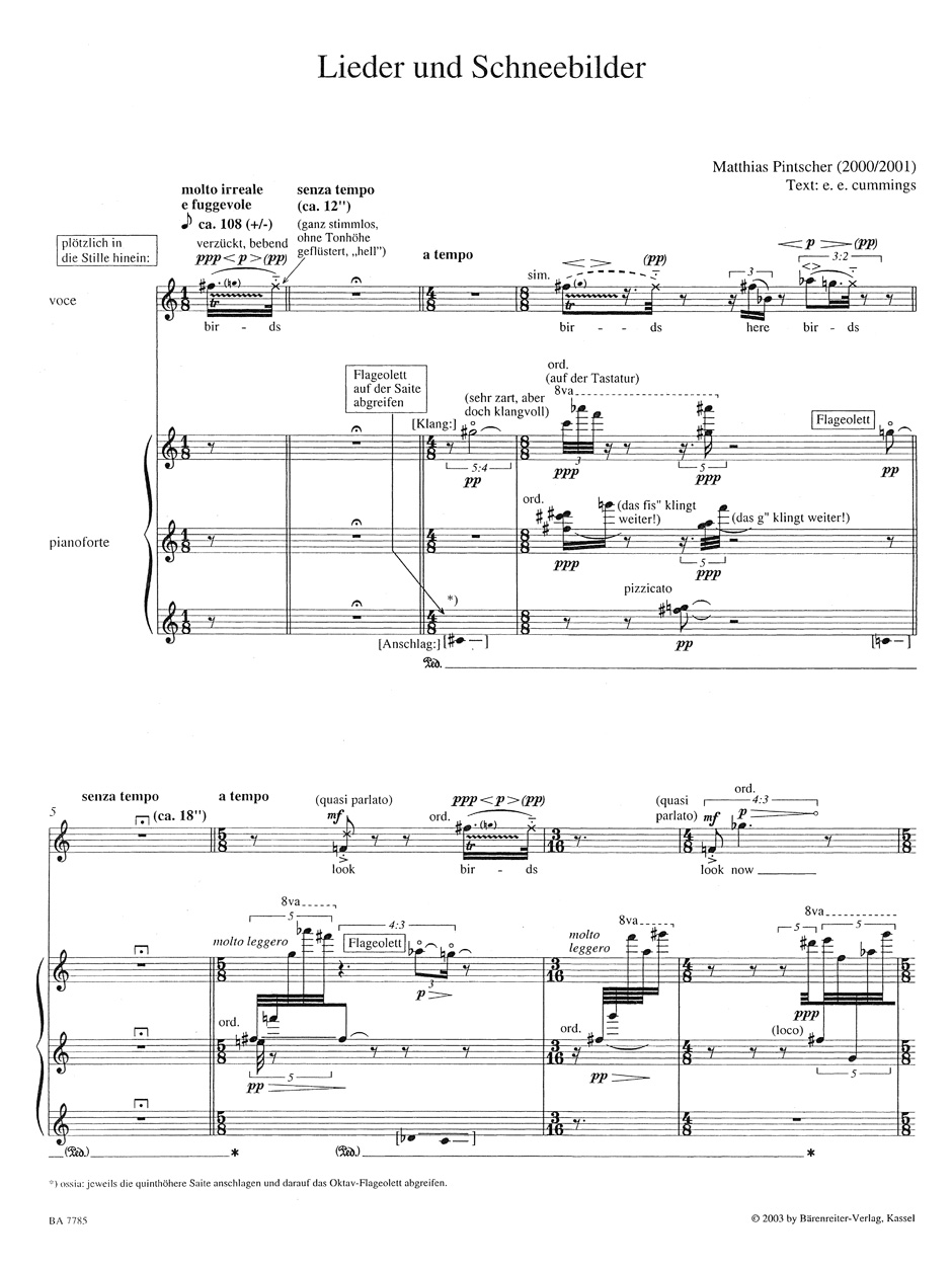Lieder und Schneebilder - Matthias Pintscher - Partition - Mélodies