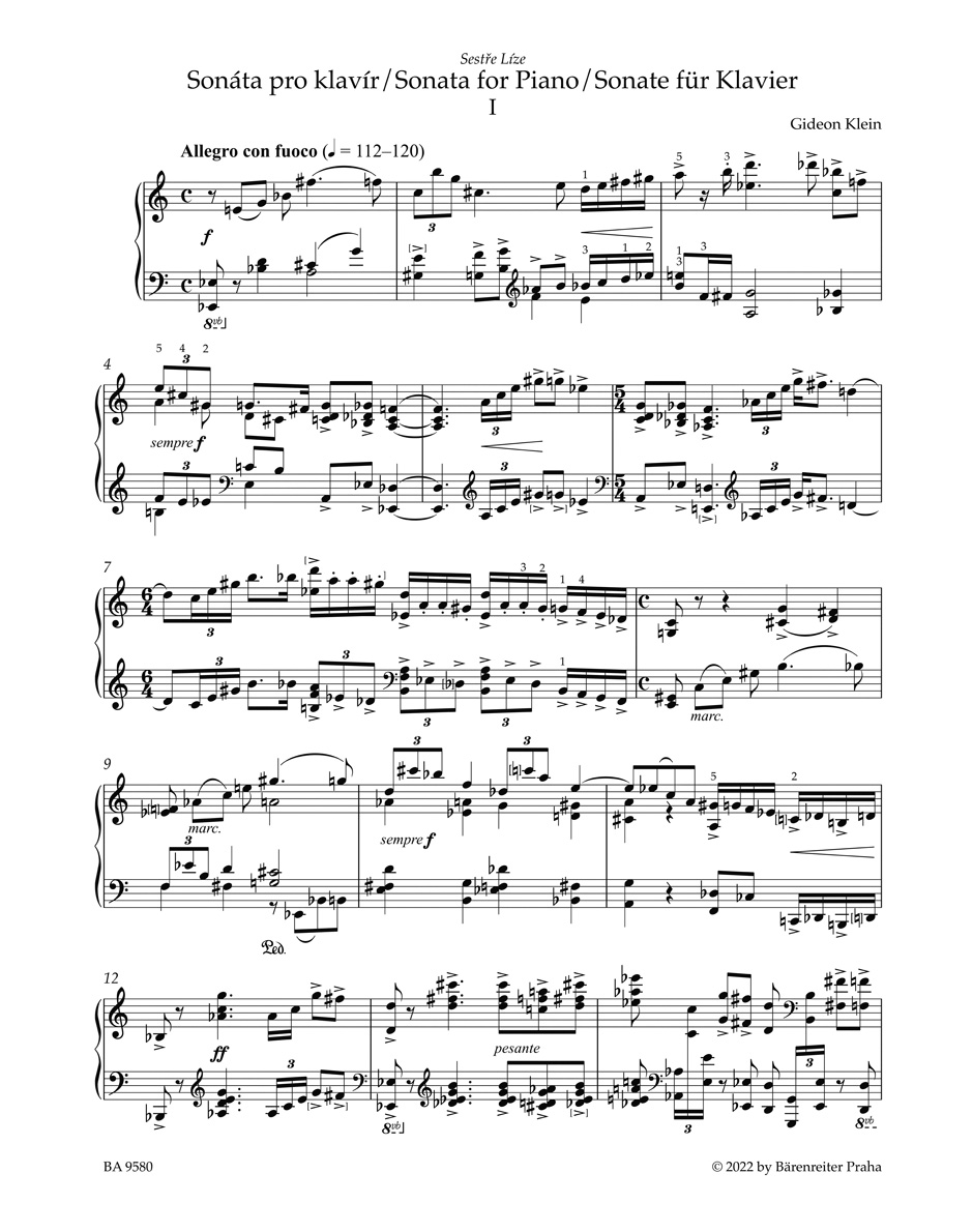 Sonate Krajina - Piano - Gideon Klein - Partition - Piano