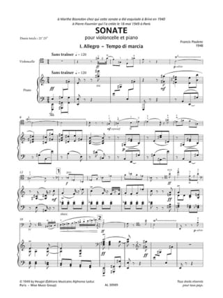 Sonate - Violoncelle - POULENC - Partition - Violoncelle