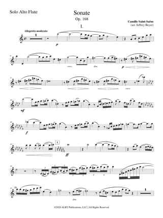 Sonate, Op. 168 for Alto Flute and Piano - SAINT-SAËNS - Partition