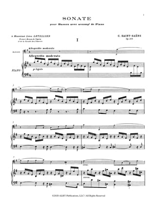 Sonate, Op. 168 for Alto Flute and Piano - SAINT-SAËNS - Partition