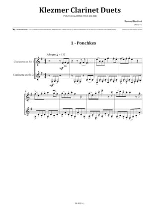 Klezmer Clarinet Duets - Samuel Berthod - Partition - Clarinette