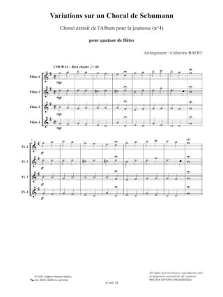 Varitions sur un Choral de Schumann - Catherine Baert - Partition