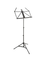 Pupitre d'orchestre noir métal noir pliable plateau perforé démontable  raccord tube hauteur 67 x 120 cm