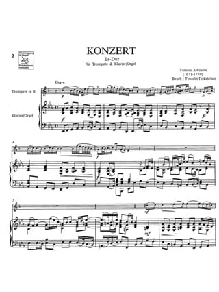 Concerto en Mib Majeur - ALBINONI - Partition - Trompette
