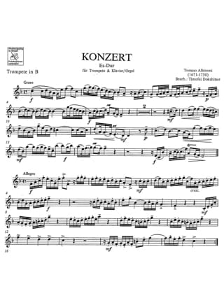Concerto en Mib Majeur - ALBINONI - Partition - Trompette