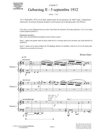 Geburstag I,II et III - Bruno Giner - Partition - Piano