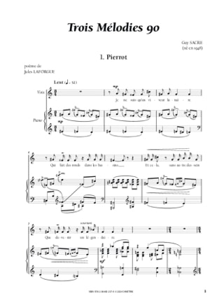 Trois Mélodies 90 - Guy Sacre - Partition - Mélodies