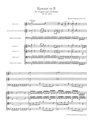 Fagottkonzert B-dur KV 191 - Partitur - MOZART - Partition