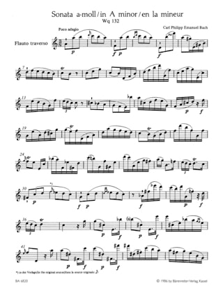 Sonate en la mineur Wq 132 - Carl Philipp Emanuel Bach - Partition