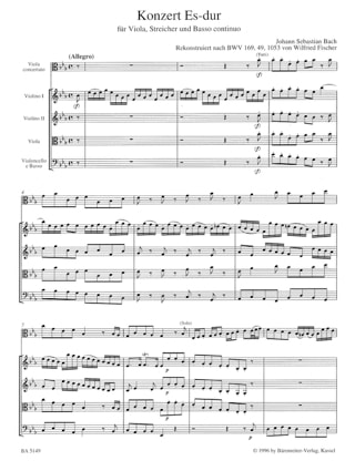 Konzert Es-dur für Viola - Conducteur - BACH - Partition
