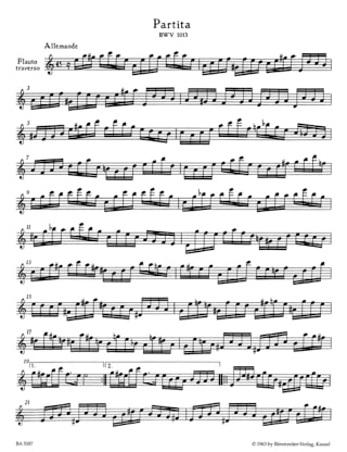 Partita en la mineur BWV 1013 - BACH - Partition - Flûte traversière