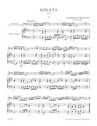 Sonate D-Dur op. 50 n° 3 - BOISMORTIER - Partition - Violoncelle